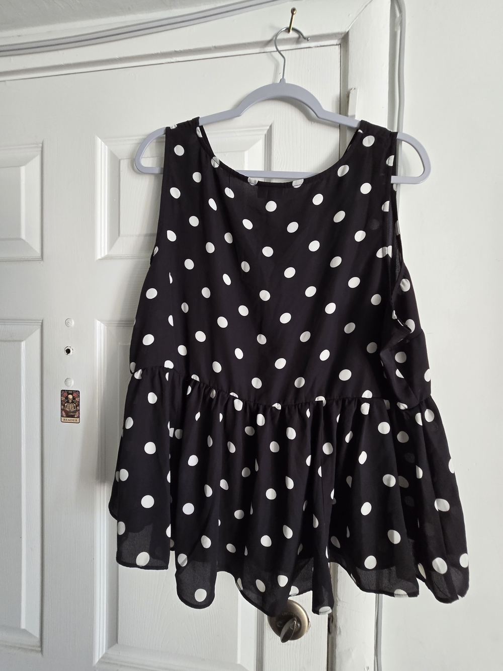 torrid Black and White Polka Dot Peplum Tank
